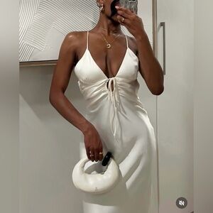 Zara dress midi maxi ivory satin tied slip evening summer wedding party